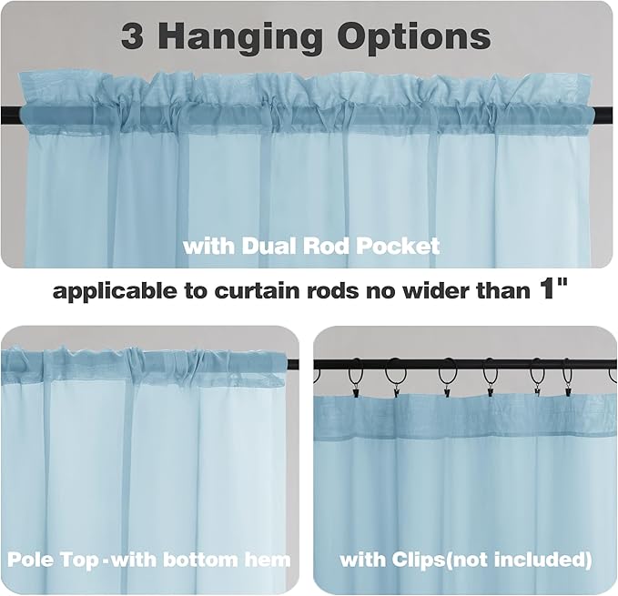 Chyhomenyc Light Blue Sheer Valances - Image 4