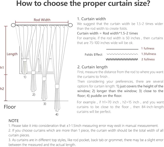 Joydeco Linen Curtains 108 Inch Length 2 Panel Sets, Light Filtering Curtains - Image 8