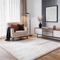 White Rabbit Striped Plush Rug 4'x6', Fluffy Faux Fur Shaggy Area Rug by CHOVY