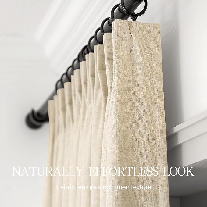Pinch Pleated Linen Curtains 100% Blackout 84 Inches Long - Image 4