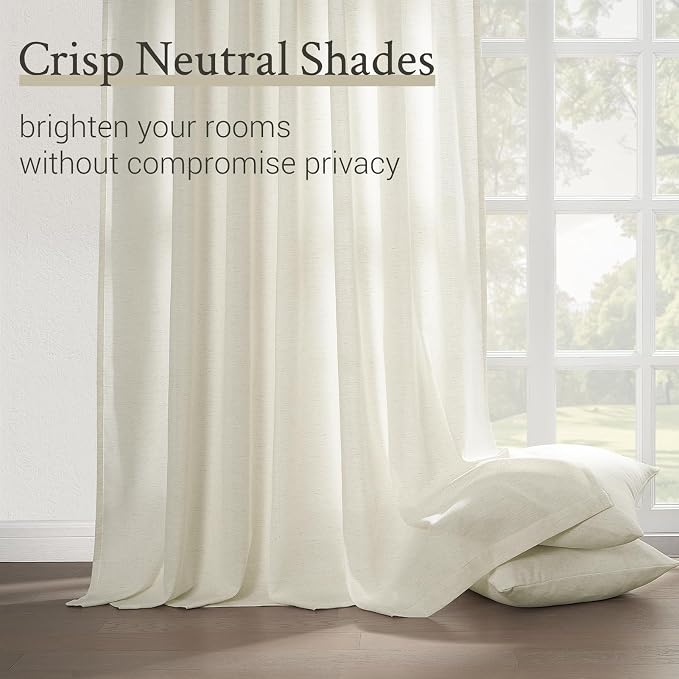 Topfinel 63 Inch Length Pinch Pleat Linen Curtains Drapes 2 Panels Set - Image 3