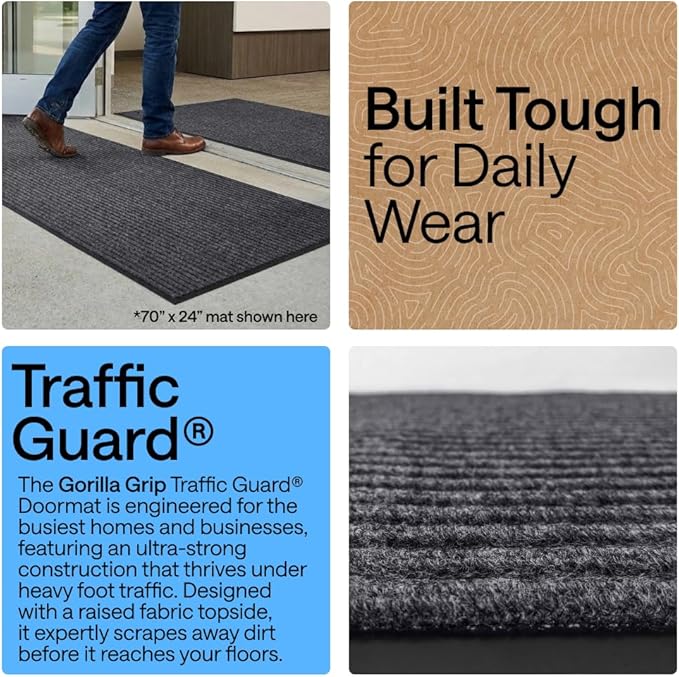 GORILLA GRIP Waterproof Traffic Guard Door Mat, 35x23 Indoor Outdoor Durable - Image 3