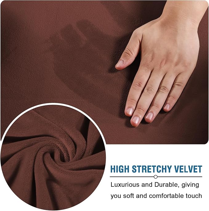 H.VERSAILTEX Modern Velvet Plush 4 Piece High Stretch Sofa Slipcover Sofa Cover - Image 5