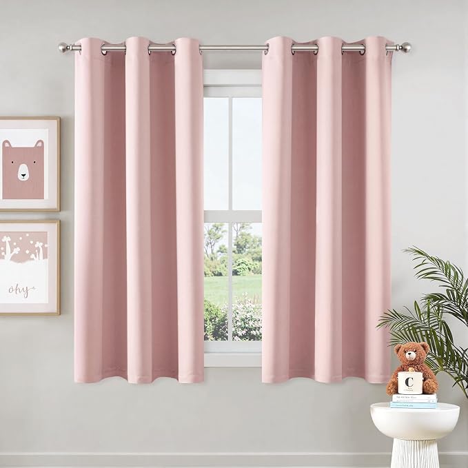 MIULEE Blackout Curtains for Bedroom 2 Panels 40 x 40 Inch Long Pink | Thermal by MIULEE
