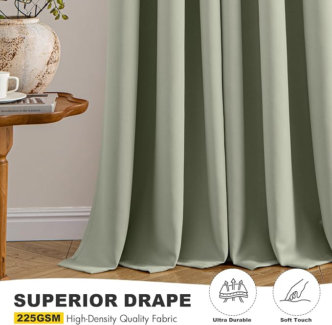 MIULEE Blackout Curtains for Bedroom 2 Panels 40 x 84 Inch Long Sage Green | - Image 5