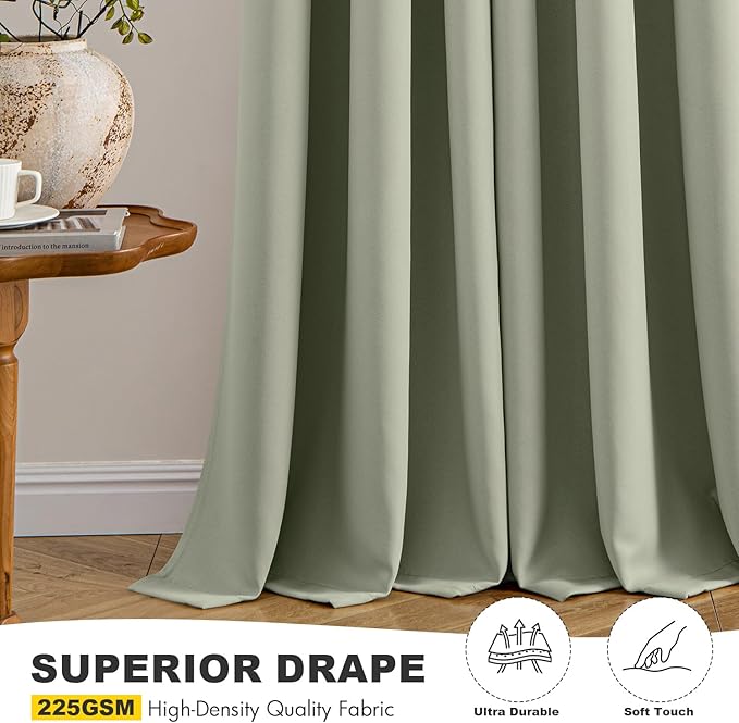 MIULEE Blackout Curtains for Bedroom 2 Panels 34 x 45 Inch Long Sage Green | - Image 5
