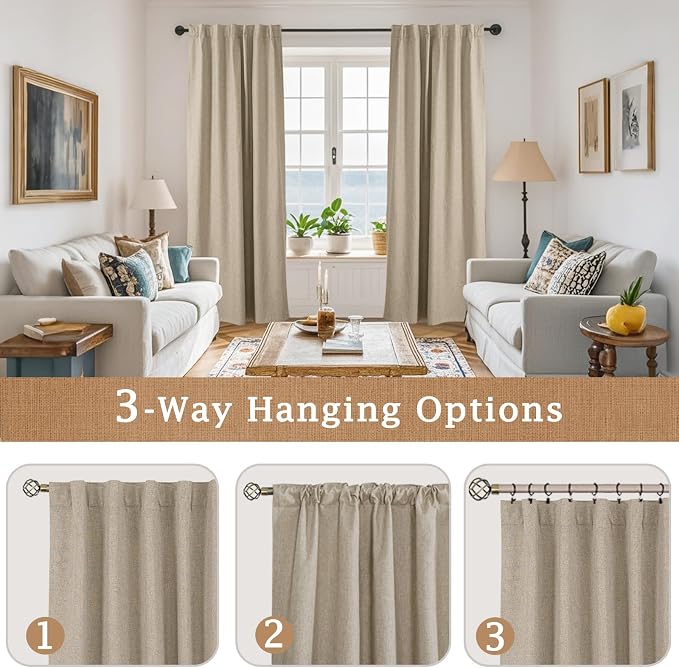 Linen 100% Blackout Window Curtains - Image 9