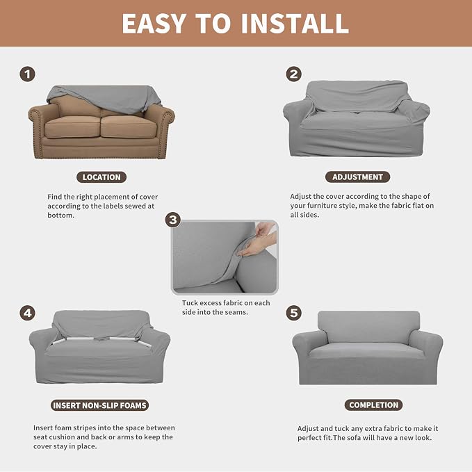 Easy-Going 100% Waterproof Oversized Loveseat Cover, Couch Cover - Image 5