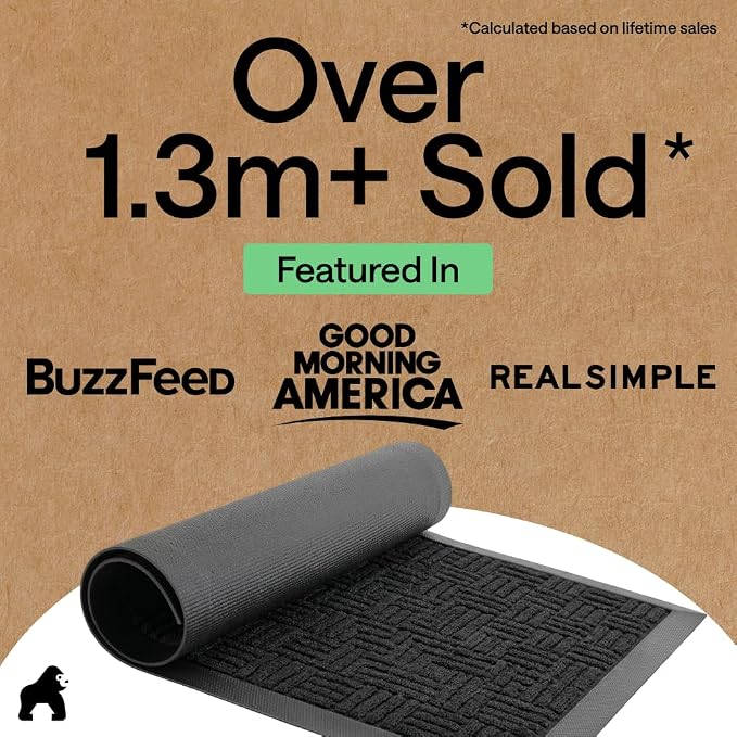 GORILLA GRIP 100% Waterproof All-Season WeatherMAX Doormat 35x23, US Designed - Image 4