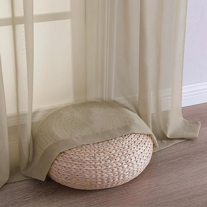 Taupe Sheer Curtains 120 Inches Long 2 Panels Set, 59 Inch Extra Wide Soft Airy - Image 6