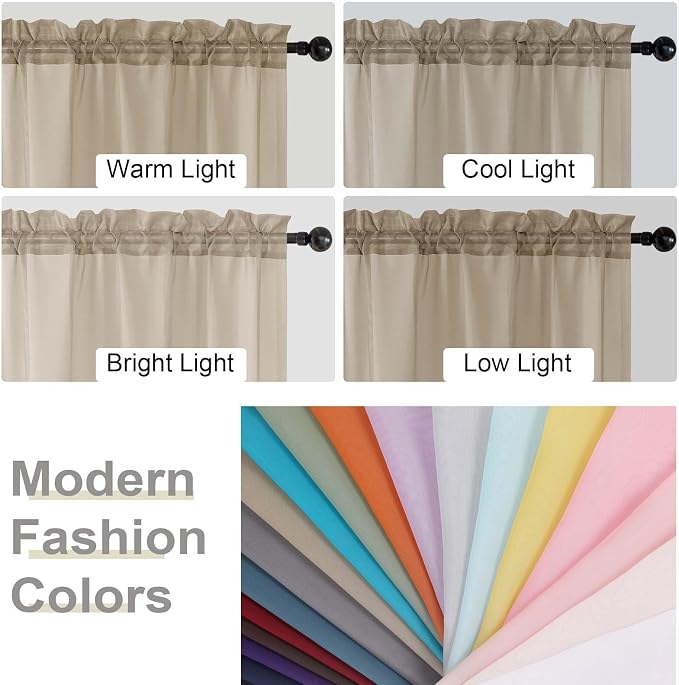 Taupe Sheer Curtains for Bedroom Living Room 96 Inches Long 2 Panels, Modern - Image 7