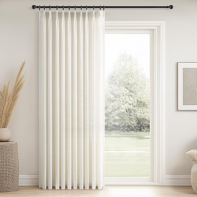 Natural Pinch Pleated Linen Curtains 84 Inch Length 1 Panels by Topfinel