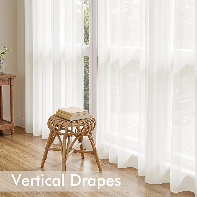 MIULEE Ivory Sheer Curtains 96 Inches Long 4 Panels 42 x 96 Inches | Light - Image 5