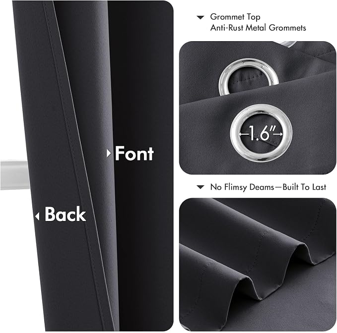 MIULEE Blackout Curtains for Bedroom 2 Panels 34 x 54 Inch Long Dark Grey | - Image 4
