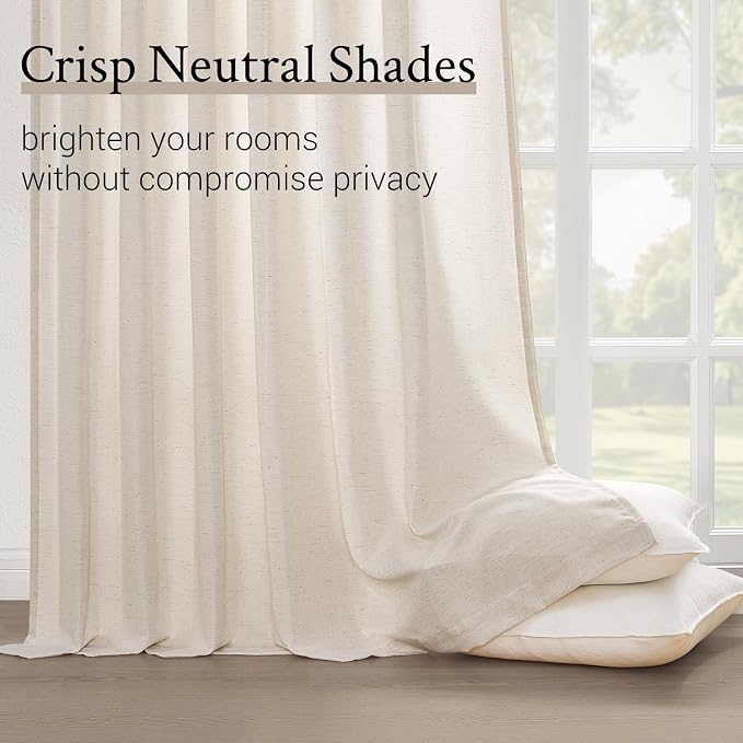 Topfinel 102 Inch Curtains 2 Panels Set, Two Packs Pinch Pleat Back Tab Linen - Image 5