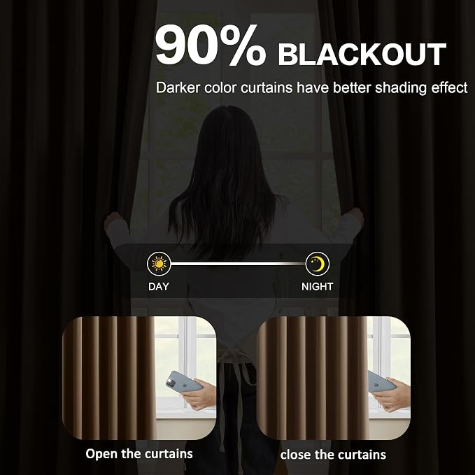 Summer Heat Blackout Curtains 72 Inches Long 6 Ft Length, Thermal Insulated - Image 3