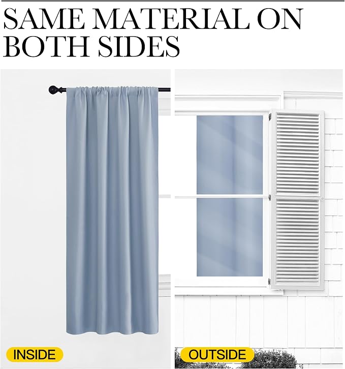 NICETOWN Blackout Curtains for Living Curtains, Vintage Blue, 2 Panels - Image 5