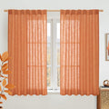 Burnt Orange Linen Curtains 54 Inch Length 2 Panels by LAMIT