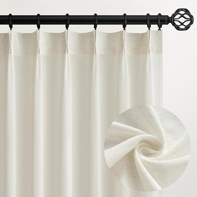 Topfinel Natural Pinch Pleated Linen Curtains 84 Inch Length 1 Panels by Topfinel