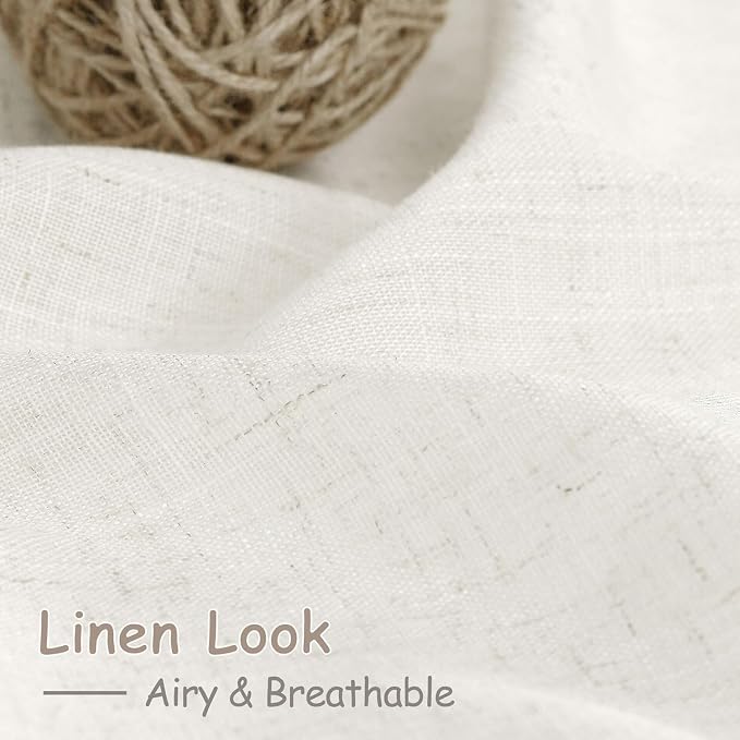 Beige White Linen Curtains 96 Inches Long - Image 4