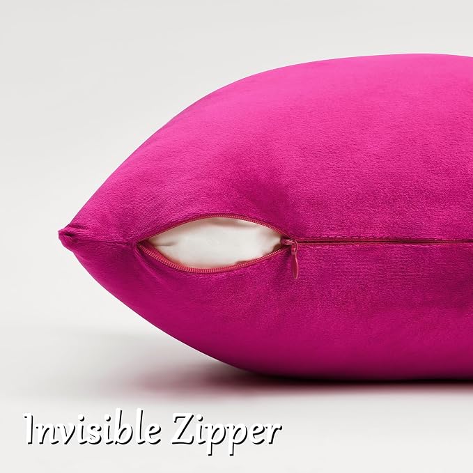 GIGIZAZA Hot Pink Velvet Pillow Covers 18x18 Decorative Pillows Pack of 2 | - Image 4