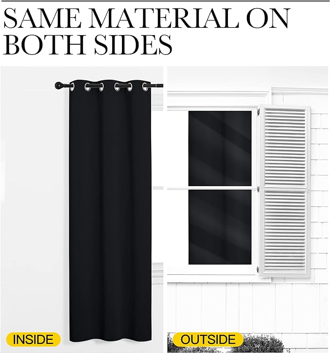 NICETOWN Patio Blackout Long Curtain Shades, 2 Panels, 55 inches x 120 inches - Image 6