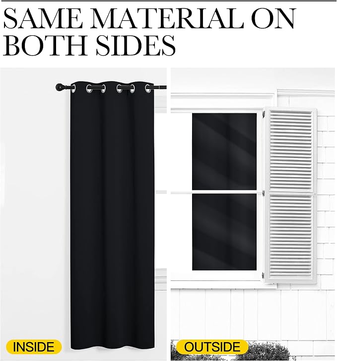 NICETOWN Halloween Pitch Black Solid Thermal Insulated Grommet Blackout - Image 7