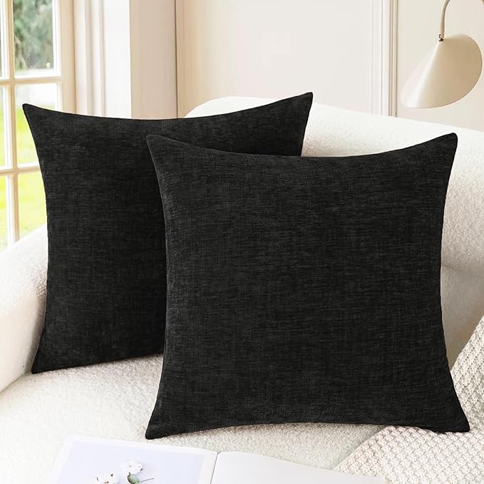 CaliTime Decorative Couch Throw Pillow Covers 24 X 24 Inches Black | Pack of 2 by CaliTime