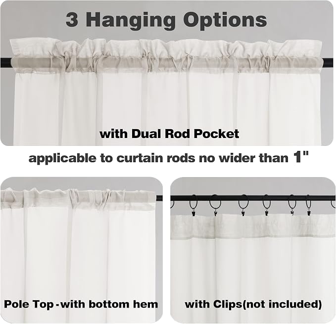 Chyhomenyc Ivory Sheer Curtains Tier 36 inch Length 2 Panels, Light Filtering - Image 4