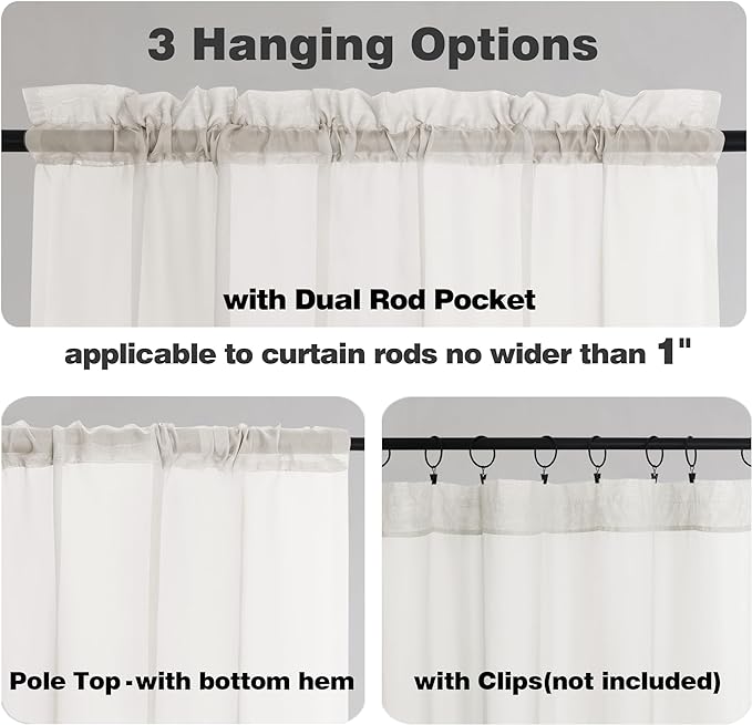 Chyhomenyc Sheer Curtains 72 Inch Length 2 Panels, Short Window Curtain Drapes - Image 2