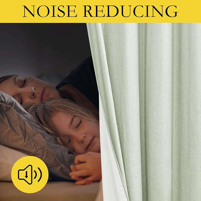 NICETOWN Sage Green Short Kitchen Linen Blackout Curtains 45 inches Length - Image 3