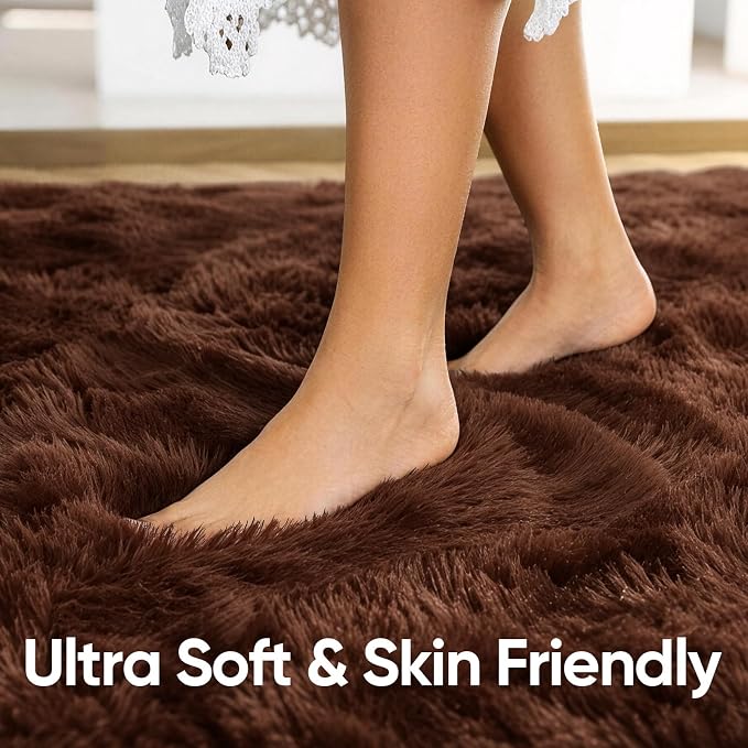 3x5 Brown Fluffy Soft Area Rug Non-Slip - Image 5