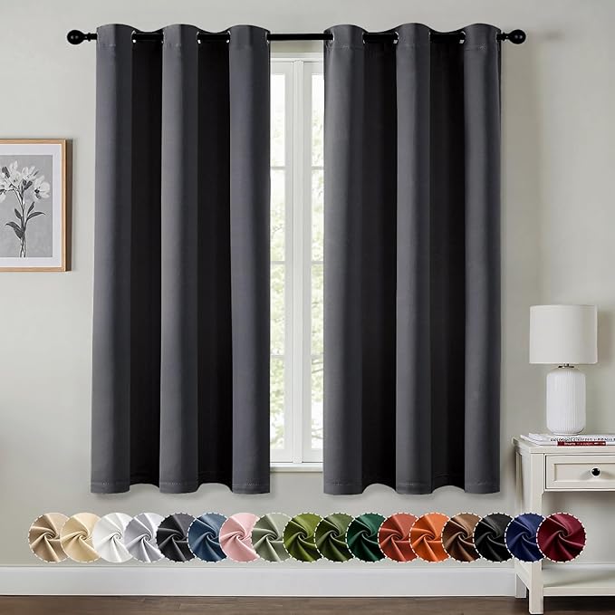 MIULEE Blackout Curtains for Bedroom 2 Panels 40 x 64 Inch Long Dark Grey | by MIULEE