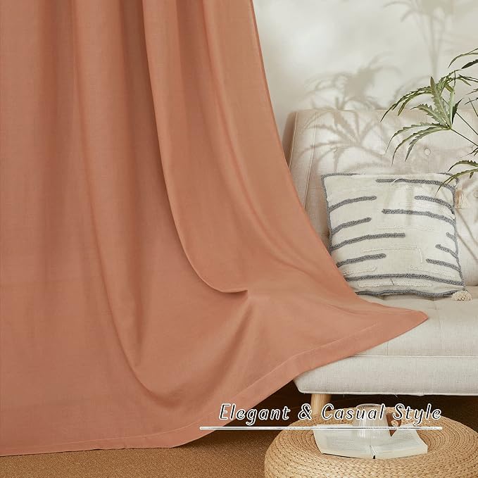 NICETOWN Thick Linen Terracotta Curtains - Image 6