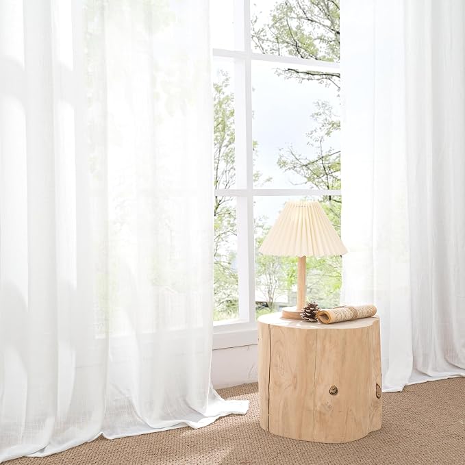 BGment White Linen Sheer Curtains 36 Inch Length - Image 8
