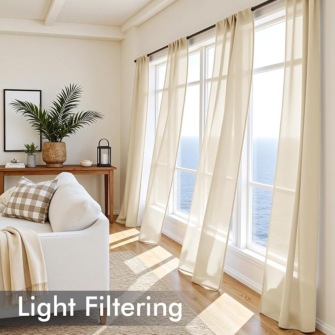 MIULEE Cream Sheer Curtains 84 Inches Long 4 Panels 42 x 84 Inches | Light - Image 4