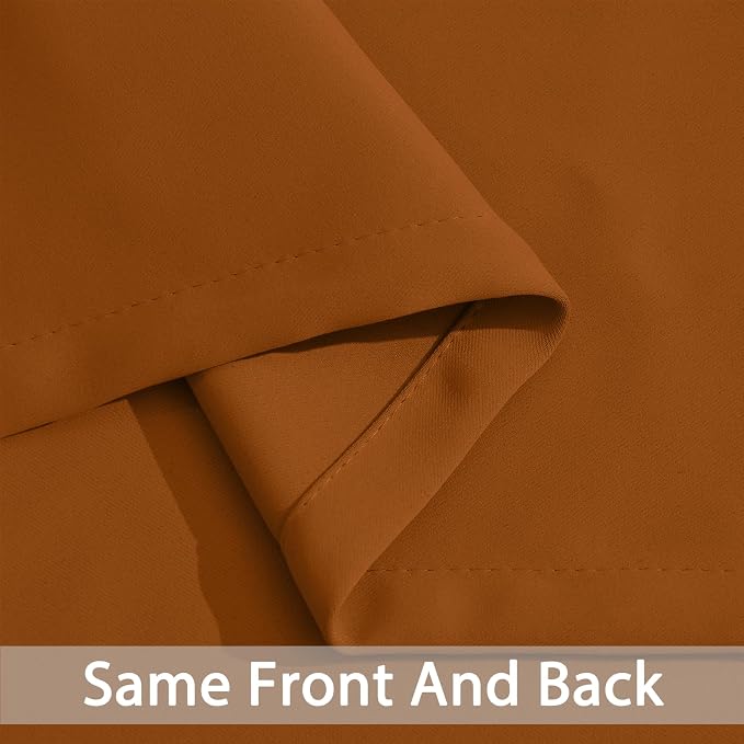 Yakamok Room Darkening Curtains 52x63 inch Length Burnt Orange-Living Room | 2 - Image 4