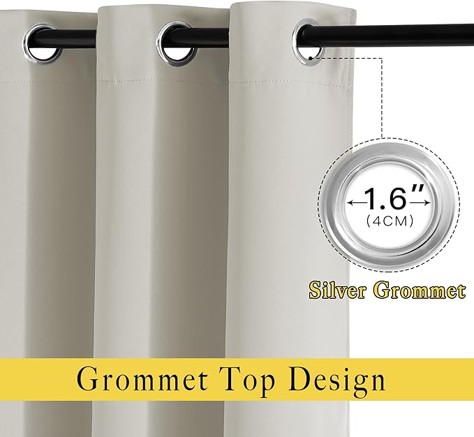 NICETOWN Room Darkening Natural Curtains 84 inches Long, Grommet Room Darkening - Image 2