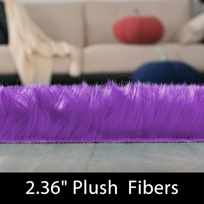 Latepis Fuzzy Purple 4x6 Area Fluffy Sheepskin Rug Shag Faux Fur Rug Plush - Image 3