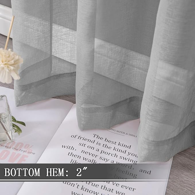 Tollpiz Sheer Curtains Linen Textured Living Room Curtain Sheers Light - Image 4