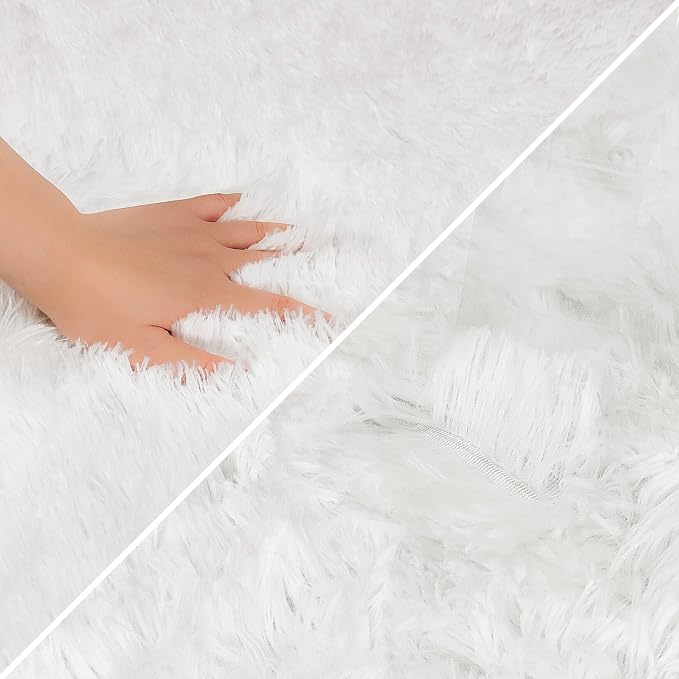 Runner Rug for Bedroom White 2x5ft Fluffy Area Rug Bedside Runner Rug for Kids - Image 6