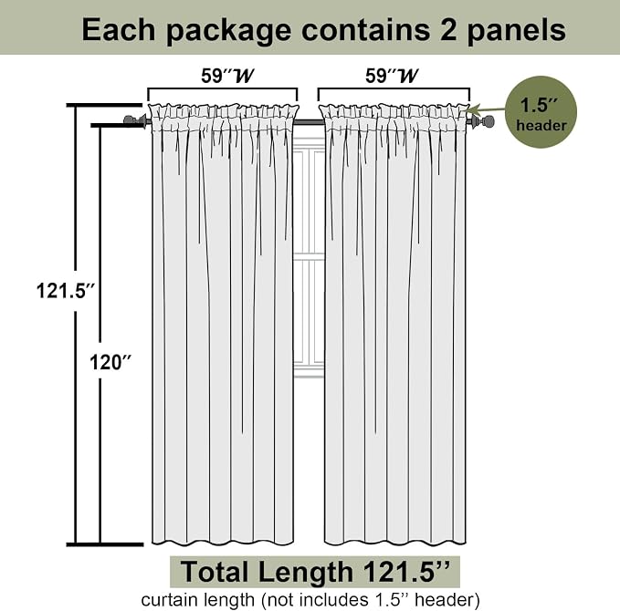 Light Pink Sheer Curtains 120 Inches Long 2 Pcs, Solid Voile Light Filtering - Image 3