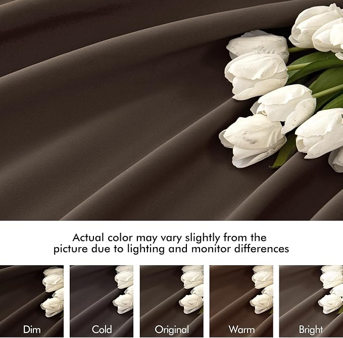 MIULEE Chocolate Brown Back Tab Blackout Curtains 52"x102" Long 2 Panel Set | - Image 8