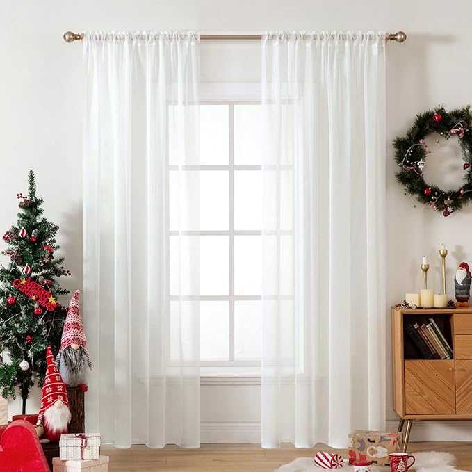 MIULEE 2 Panels Sheer Curtains for Living Room 54 X 102 Inches Ivory | Window by MIULEE