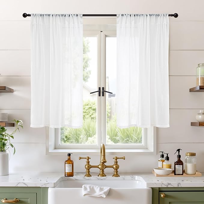 BGment 45 Inch Length White Linen Curtains by BGment