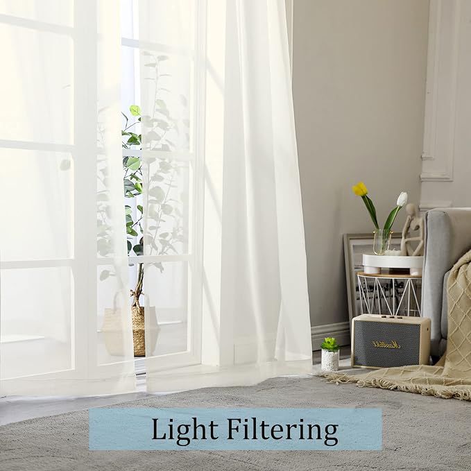 Sheer Curtains 96 Inch Length, Elegant Sheer Curtains - Image 3