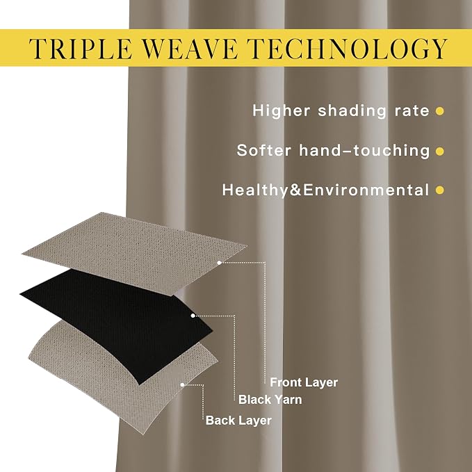 NICETOWN Taupe Blackout Curtains - Image 4