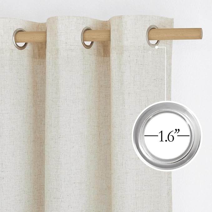 NICETOWN Natural Thick Linen Curtains 72 inch Length, Grommet Privacy Window - Image 2
