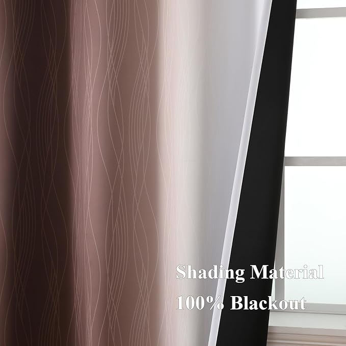 Brown and Greyish White Blackout Curtains 42Wx45L 2 Panels | Ombre Curtains - Image 5