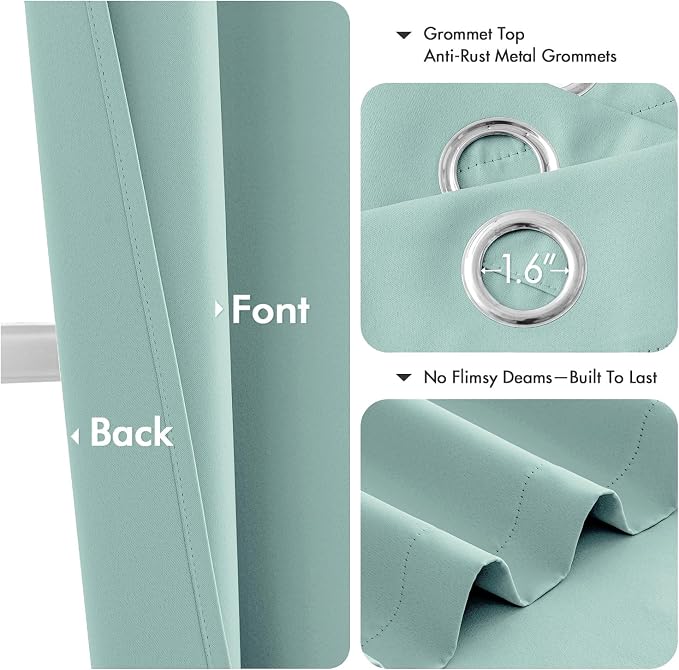 MIULEE Blackout Curtains for Bedroom 2 Panels 40 x 84 Inch Long Aqua | Thermal - Image 4